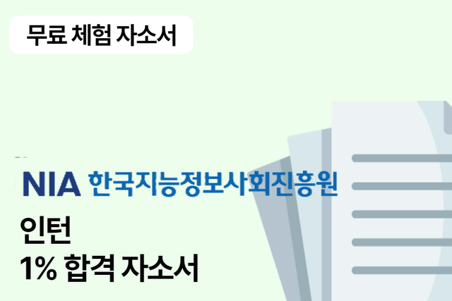 No.1600 (무료체험자료)NIA 인턴 합격 자소서 