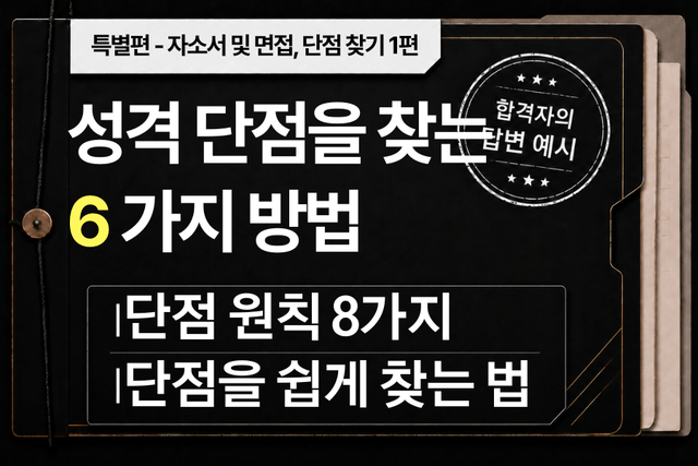 면접 -특별편 - 성격 단점1편 - 성격의 단점을 찾는 6가지 방법  
