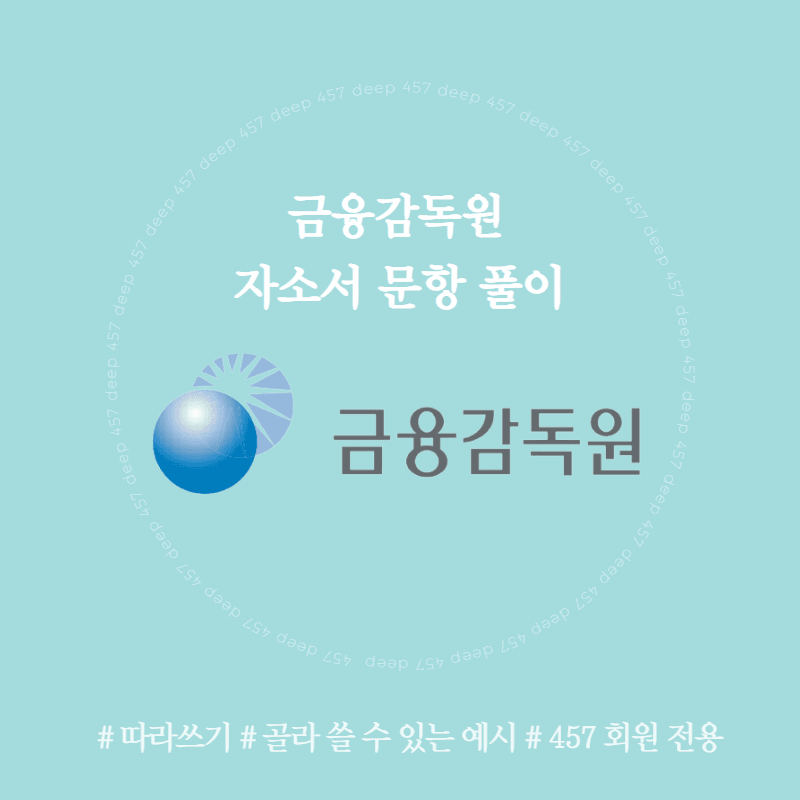 2024년 금융감독원 자기소개서 문항풀이 - 457DEEP 전용