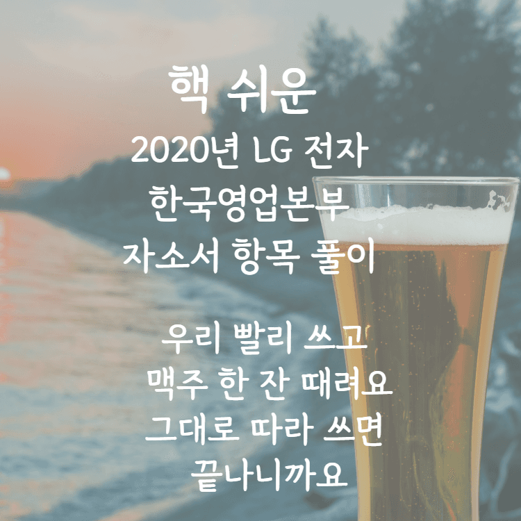 2020년 LG 전자 한국영업본부 자소서 항목 풀이 