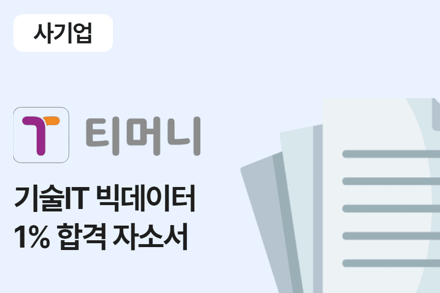 티머니/기술(IT) 빅데이터 합격 자소서 