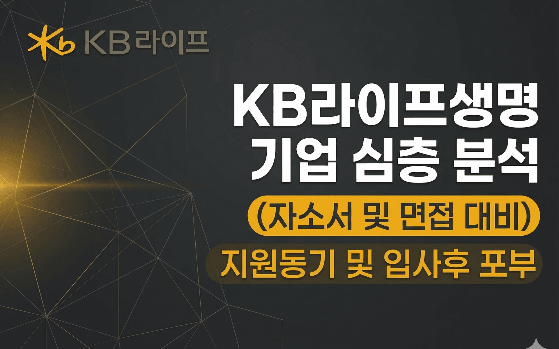 KB라이프생명 기업심층분석 (26년) 자소서 및 면접에서 바로 쓸 수 있는 예시 