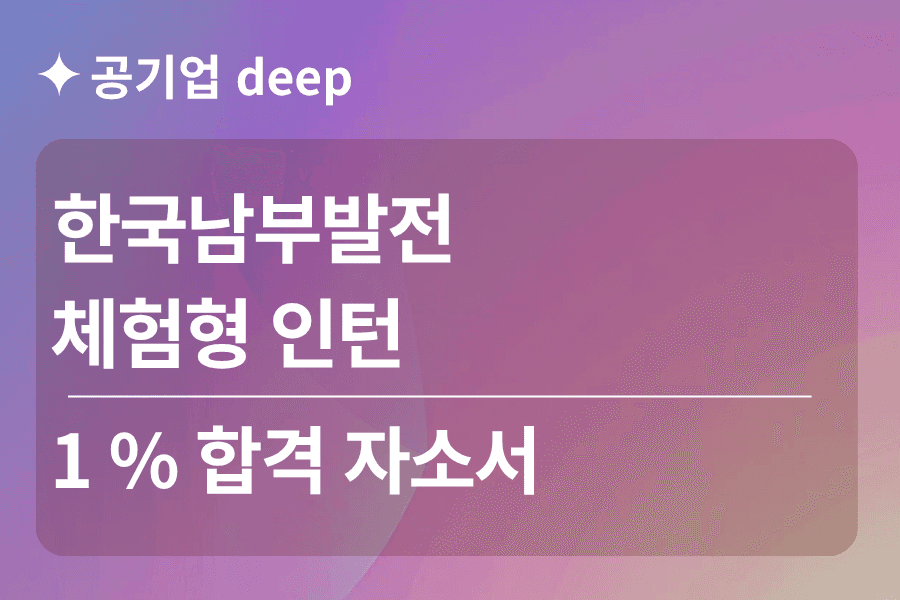 한국남부발전 체험형 인턴 합격 자소서 