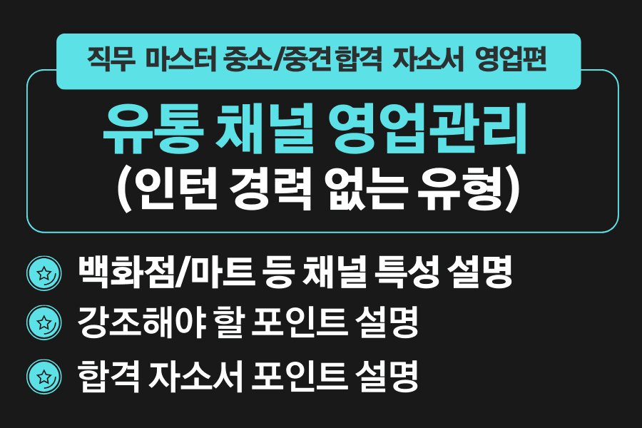유통 채널 영업관리 합격 자소서(중소/중견 기업 마스터 자소서)